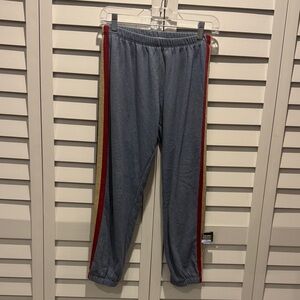 Spiritual Gangster Pre Owned Blue Joggers Pants with Red/navy and Gold Stripes